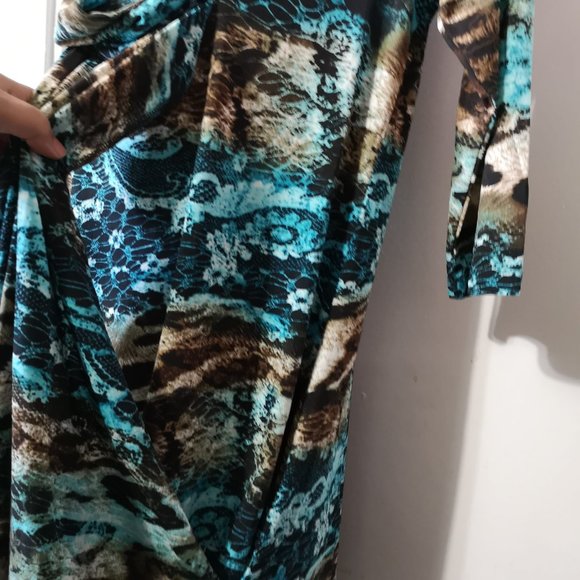 Red Coral Small size Sleeve Summer dress Multicolor blue Brown relax Dress up - Picture 4 of 9